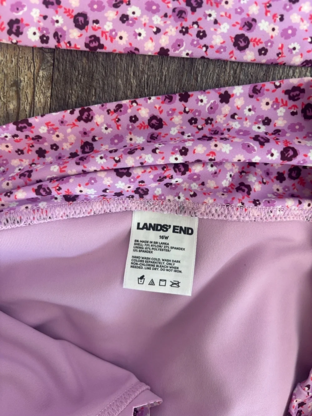 Lands' End Pink Floral Tankini with High Waist Bottoms - Picture 4 of 4